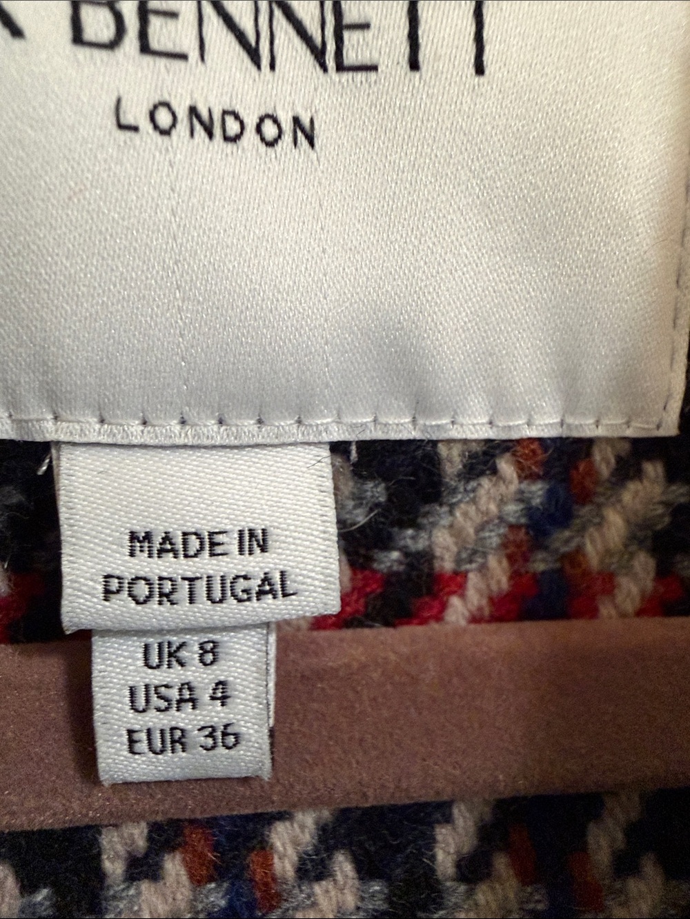 LK Bennett-London , Mali Coat Red and Black Wool with Cream Collar - Picture 10 of 16